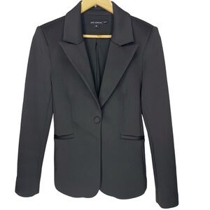 Good American Black Women's Classic Sculpted Scuba Knit Blazer
